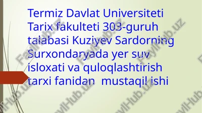 temur va temuriylar davrida yersuvi munosabatlari va uning tarixi — PPTX