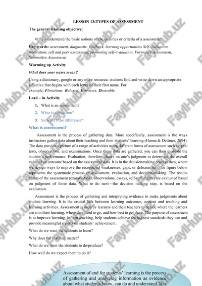 types of assessment — DOCX