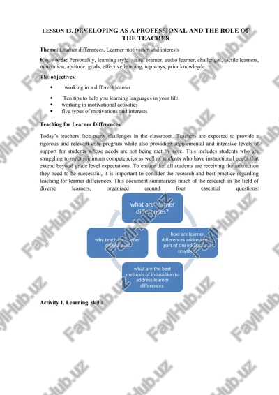 teaching for learner differences — DOCX