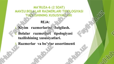 bolalar razmerlari tipologiyasi tuzilishining xususiyatlari — PPTX