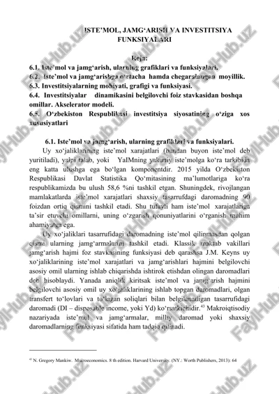 iste’mol, jamg‘arish va investitsiya — DOCX
