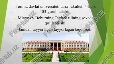 o‘zbek tilining so‘xada qo‘llanilishi — PPTX