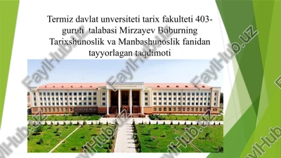 amir temur va temuriylar davri tarixshunosligi — PPTX