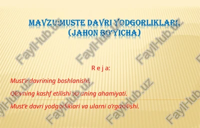 muste davri yodgorliklari — PPT