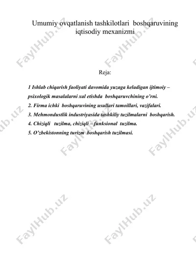 umumiy оvqаtlаnish tаshkilоtlаri bоshqаruvining iqtisоdiy mехаnizmi — DOC