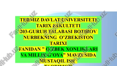 o'zbek xonliklari va milliy g'oya — PPTX