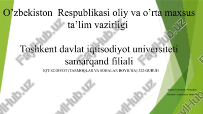 iqtisodiyot (tarmoqlar va sohalar boyicha) 322-guruh — PPTX