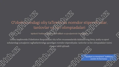 oliy ta'limdan om dor stipendiyalar — PPTX