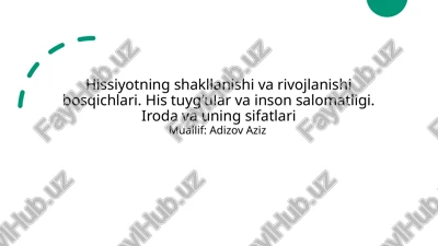his tuyg'ularining rivojlanishi bosqichlari — PPTX