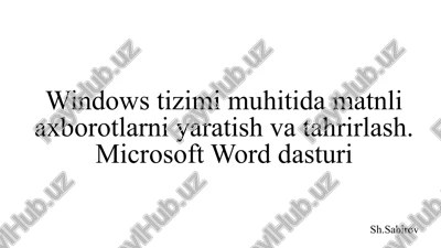microsoft office dasturiy ilovalari — PPTX