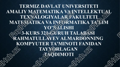 birlamchi saqlash – xotira komponenti — PPTX