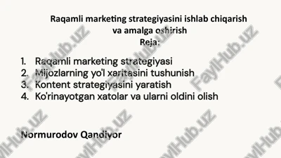 raqamli marketing strategiyasi — PPTX