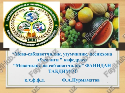 sabzavotlarni iste'molqilish me'yori — PPT