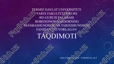 o'zbekistonda tarix shunoslik fanining alohida soha sifatida rivojlanishi — PPTX