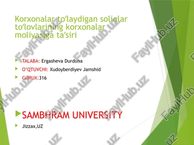 soliqlarining korxonalarmoliyasigataʼsiri — PPTX