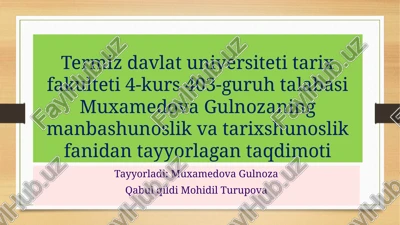 tarixshunoslik fani va uning vazifalari — PPTX
