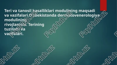 o‘zbekiston dermatovenerologiya moduli — PPTX