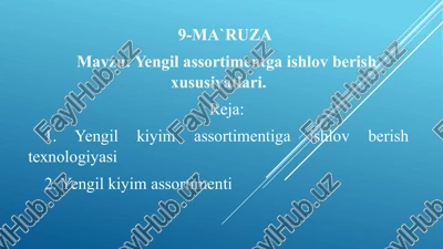 yengilassortimentgaishlovberishxususiyatlari — PPTX