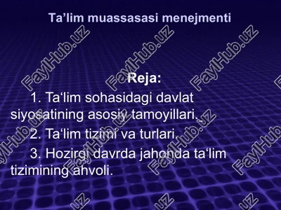ta’lim muassasasi menejmenti — PPTX