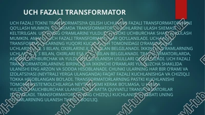 uch fazali transformator — PPTX