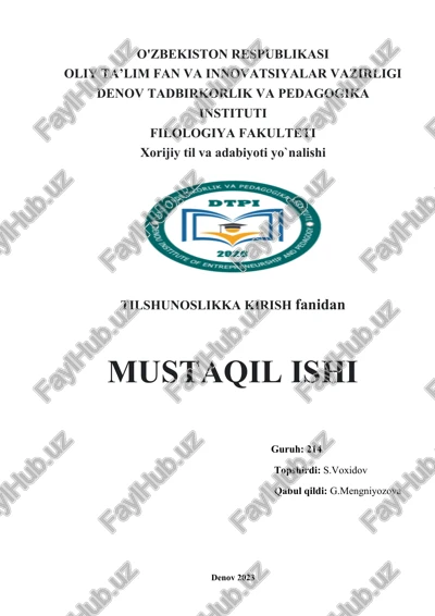 xorijiy til va adabiyoti yo`nalishi — DOCX