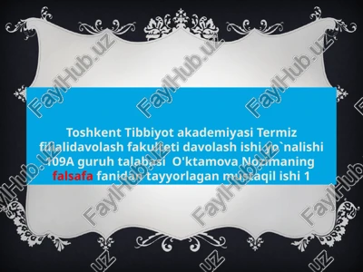 toshkent tibbiyot akademiyasi — PPTX
