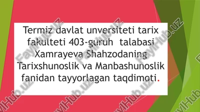 o'zbekistonda tarixshunoslik fanining alohida soha sifati — PPTX