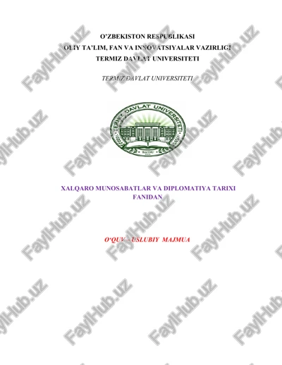 xalqaro munosabatlar va diplomatiya tarixi — DOCX