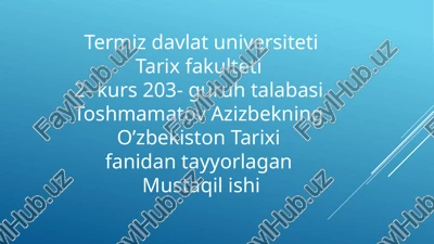 o’zbekiston tarixi fanidan tayyorlagan mustaqilishi — PPTX