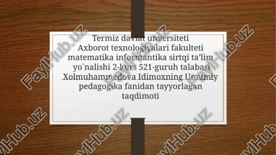 umumi ypedagogika fanidantayyorlaga taqdimot — PPTX