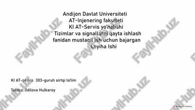signallarni turlari va ularning parametrlari — PPTX
