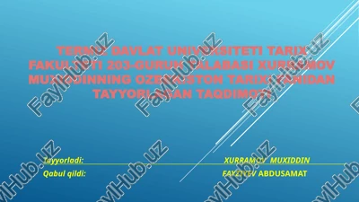 o'zbekiston tarixi fanidan tayyorlagan taqdimot — PPTX
