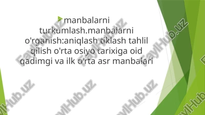 o’rta osiyo tarixiga oid qadimgi va ilk o’rta asr manbalari — PPTX