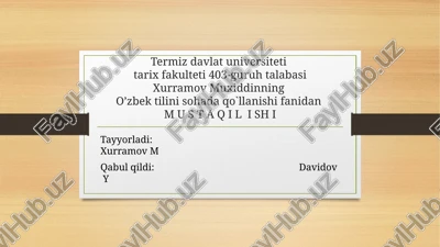 o'zbek tilini sohada qo'llanish — PPTX