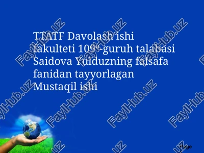 tarix falsafasi va falsafa tarix uyg‘unligi — PPTX
