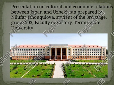 cultural and economic relations between japan and uzbekistan presentation — PPTX