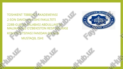 konstitutsiyada sog'liqni saqlashga oid muhim qoidalar — PPTX
