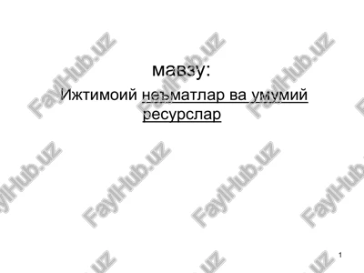 iktisodiyne'matlar va umumiy resurslar — PPT