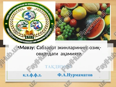 sabzavotchilik — PPT
