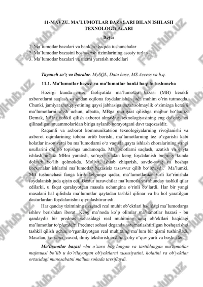 ma'lumotlar bazalari bilan ishlash texnologiyalari — DOCX