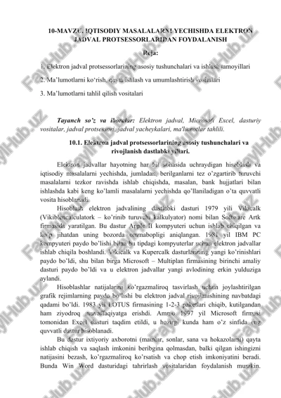 elektron jadval protsessorlari — DOCX