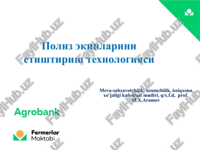 poliz ekinlarini etishtirish texnologiyasi — PPT