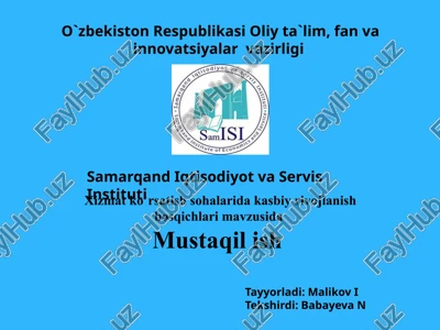 xizmatko`rsatish sohasidagi kasbiy rivojlanish bosqichlari — PPTX