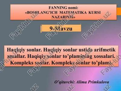 boshlang’ich matematika kursinazariysi — PPTX