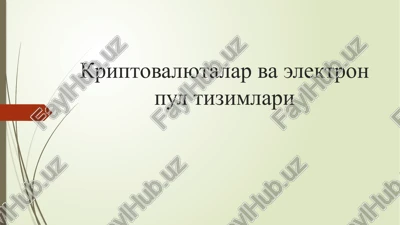 kripto-do'kon faoliyati — PPTX