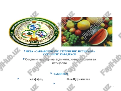 sabzavotchilik fani — PPT
