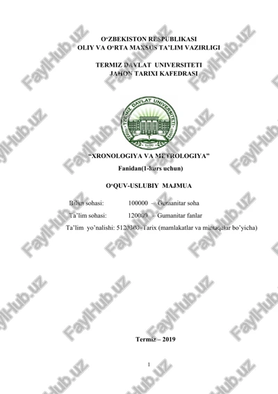 xronologiya va metrologiya — DOCX