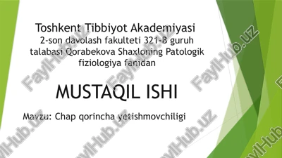chapqorincha yetishmovchiligi — PPTX