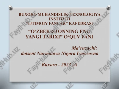 o‘zbekistonning eng yangi tarixi — PPTX