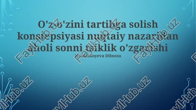 o'z-o'zini tartibga solish konstepsiyasi nuqtaiy nazaridan aholi sonni tsiklik o'zgarishi — PPTX
